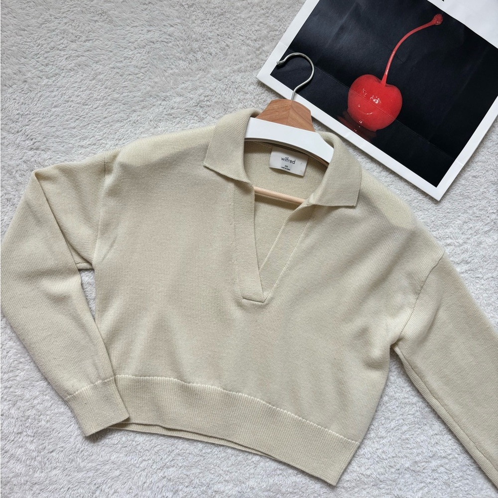Aritzia Wilfred Clara Waist Sweater in Ryegrass Yellow 100% Merino Wool